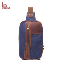 Bolso de hombro de Fashion Leisure Canvas Bolso de cuero de lona para hombre